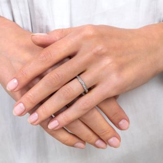 Vintage Pair of Platinum Diamond Eternity Bands - Size 5
