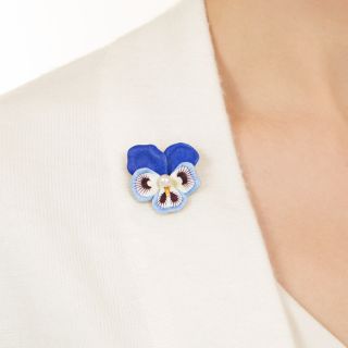 Vintage Pansy with Cultured Pearl Brooch by Larter