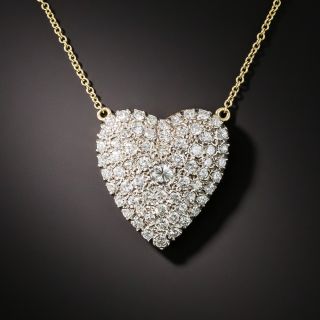 Vintage Pave' Diamond Heart Necklace - 3
