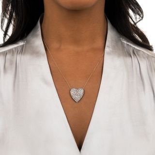 Vintage Pave' Diamond Heart Necklace