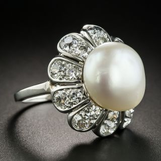 Vintage Pearl and Diamond Cocktail Ring