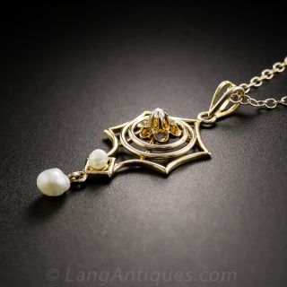 Vintage Pearl and Diamond Drop