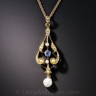 Vintage Pearl and Sapphire Drop