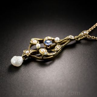 Vintage Pearl and Sapphire Drop