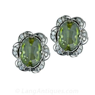 Vintage Peridot and Diamond Earrings