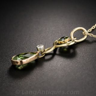 Vintage Peridot and Diamond Pendant Neckalce