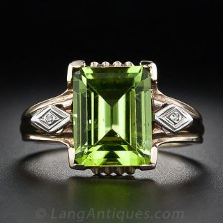Vintage Peridot and Diamond Ring