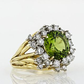 Vintage Peridot and Diamond Ring