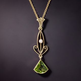 Vintage Peridot and Pearl Pendant by Allsopp & Allsopp - 0