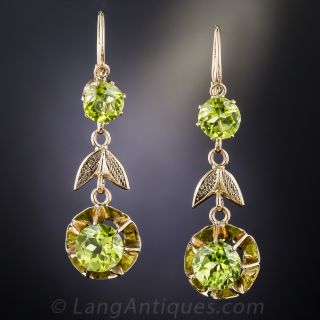 Vintage Peridot and Rose Gold Drop Earrings