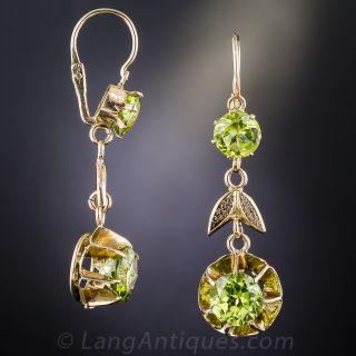 Vintage Peridot and Rose Gold Drop Earrings