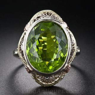 Vintage Peridot Tri-Color Gold Ring
