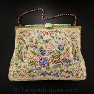 Vintage Petit Point and Jade Handbag