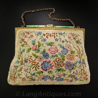 Vintage Petit Point and Jade Handbag