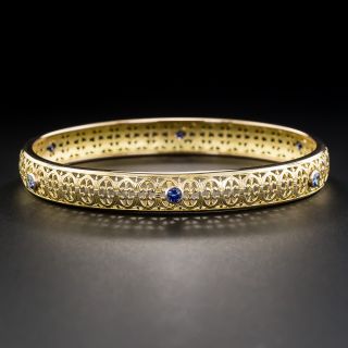 Vintage Pierced Sapphire Bangle Bracelet 