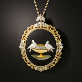 Vintage Pietra Dura Pendant and Brooch  - 2
