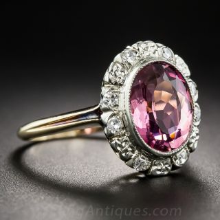 Vintage Pink Tourmaline and Diamond Ring