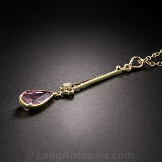 Vintage Pink Tourmaline with Diamond Necklace 