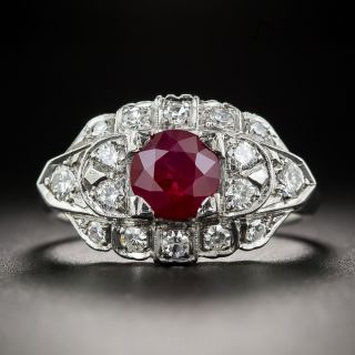 Vintage Platinum 1.35 Carat Ruby and Diamond Ring