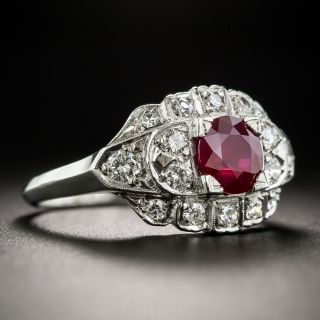 Vintage Platinum 1.35 Carat Ruby and Diamond Ring