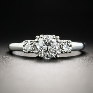 Vintage Platinum .71 Carat Diamond Engagement Ring - GIA E VS2