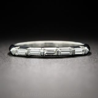 Vintage Platinum and Baguette Diamond Wedding Band