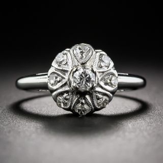Vintage Platinum and Diamond Cluster Ring