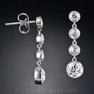 Vintage Platinum and Diamond Ear Drops