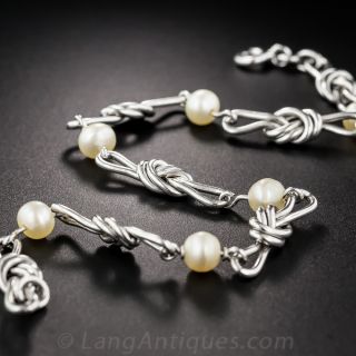 Vintage Platinum and Pearl Knot Bracelet