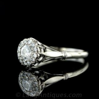 Vintage Platinum and White  Gold Diamond Cluster Ring