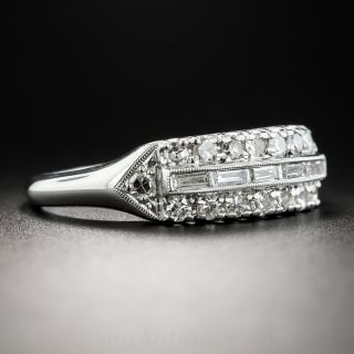 Vintage Platinum Baguette and Round Diamond Band Ring