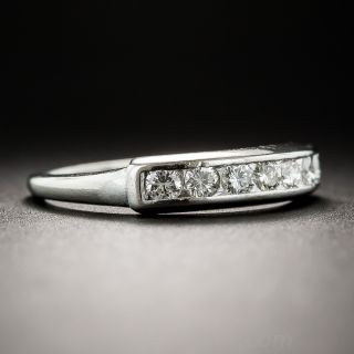 Vintage Platinum Channel-Set Diamond Wedding Band 
