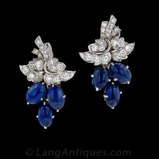 Vintage Sapphire Diamond Earrings 