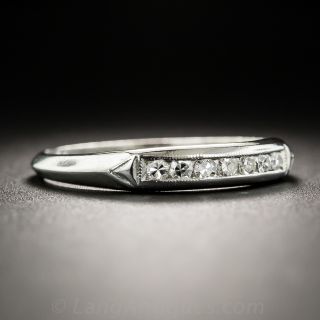 Vintage Platinum Diamond Channel-Set Wedding Band