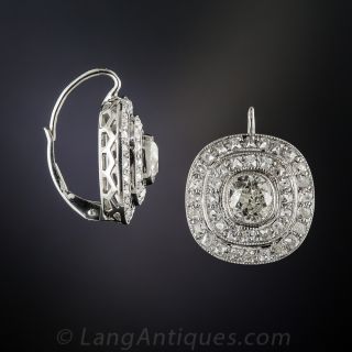 Vintage Platinum Diamond Earrings