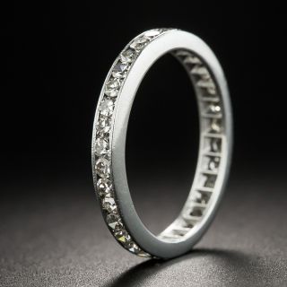 Vintage Platinum Diamond Eternity Wedding Band - 1