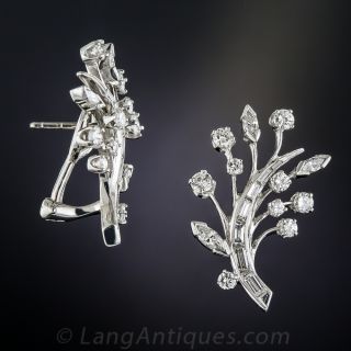 Vintage Platinum Diamond Spray Earrings