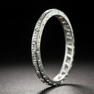 Vintage Platinum Diamond Wedding Band - Size 5