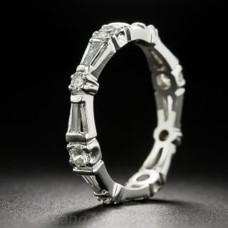Vintage Platinum Diamond Wedding Band  - 2