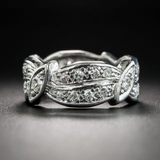 Vintage Platinum Diamond Wide Wedding Band - Size 5 1/2 - 1