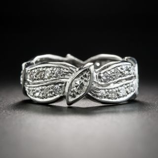 Vintage Platinum Diamond Wide Wedding Band - Size 5 1/2
