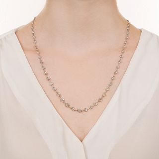 Vintage Platinum Diamonds-By-The Yard Necklace - 13.50 Carats