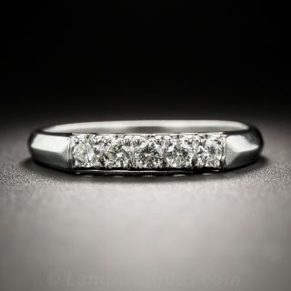 Vintage Platinum Five-Stone Diamond Wedding Band