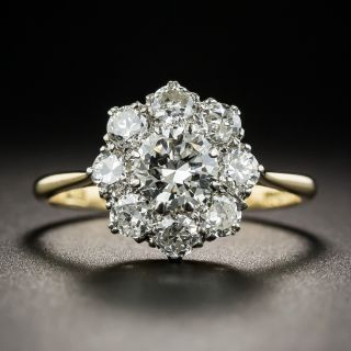 Vintage Platinum Over Gold Diamond Cluster Ring