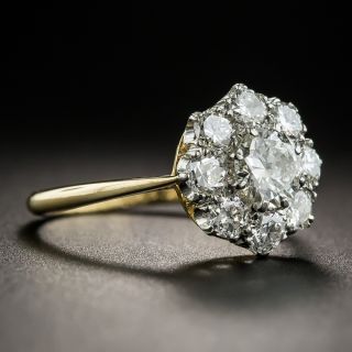 Vintage Platinum Over Gold Diamond Cluster Ring