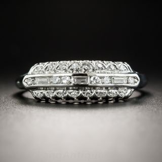 Vintage Platinum Three-Row Diamond Band Ring