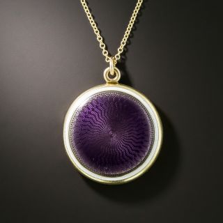 Vintage Purple Enamel Christian Locket by Sloan - 2