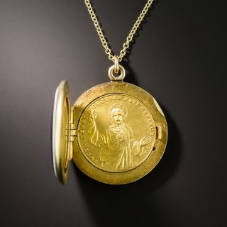Vintage Purple Enamel Christian Locket by Sloan