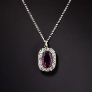 Vintage Raspberry Tourmaline and Diamond Pendant - 2