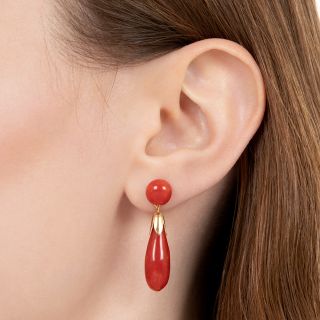 Red Coral Dangle Earrings